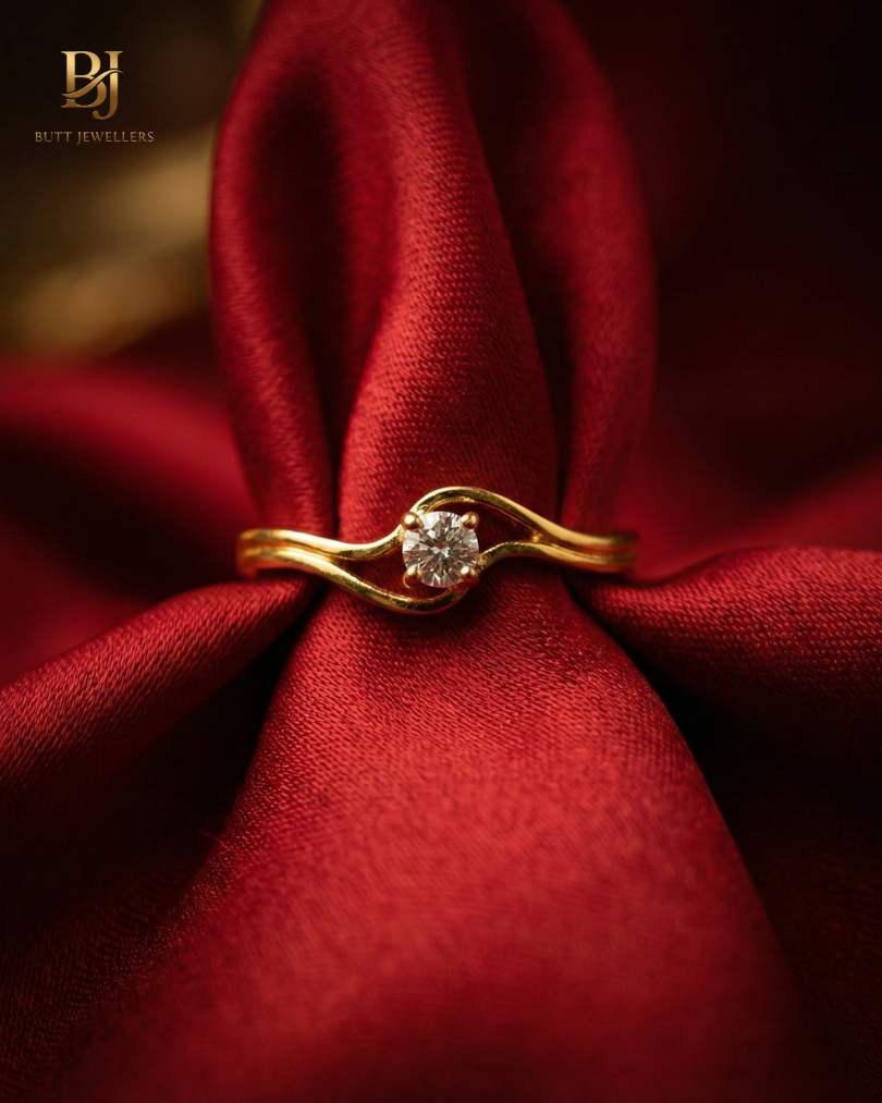 The Golden Wave Solitaire Ring